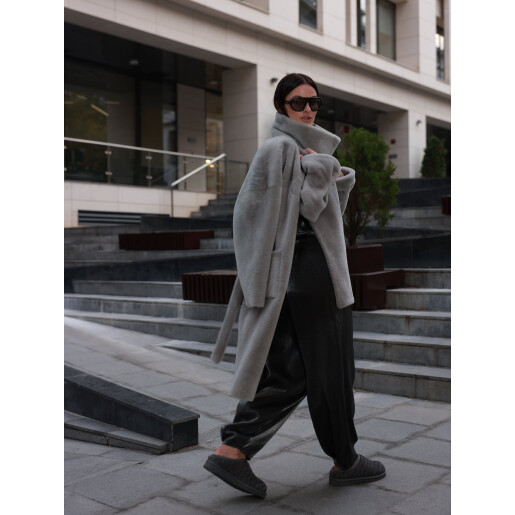 Haina shearling reversibila shearling merinos spaniol, gri, 90cm