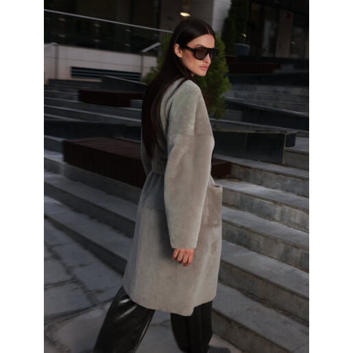 Haina shearling reversibila shearling merinos spaniol, gri, 90cm