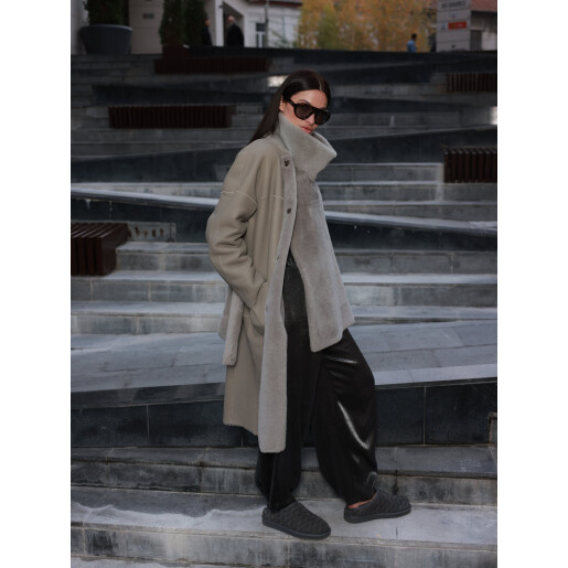 Haina shearling reversibila shearling merinos spaniol, gri, 90cm