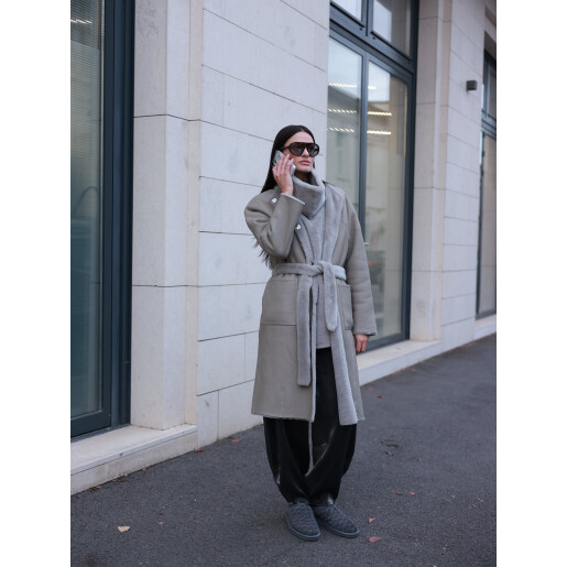 Haina shearling reversibila shearling merinos spaniol, gri, 90cm