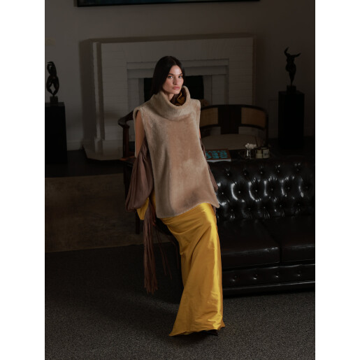 Rolling vest shearling, bej deschis, 50cm