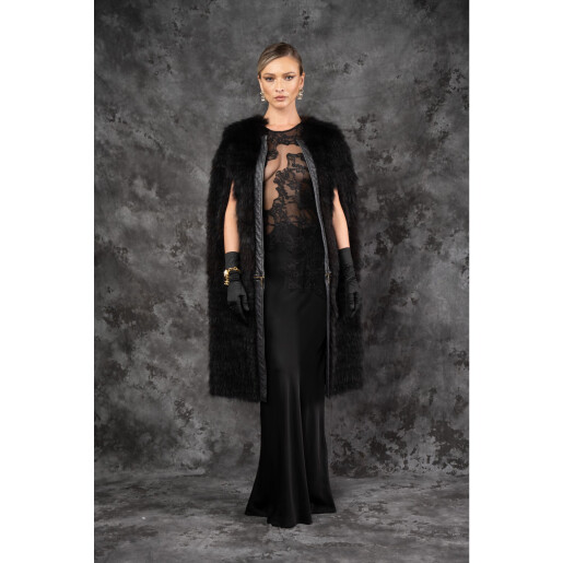 Allure Obsidienne Capă Blană Naturală Raton Negru 100 cm| PAISI Art Fur