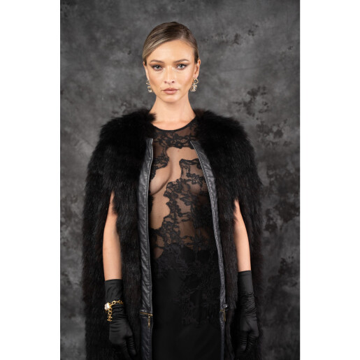 Allure Obsidienne Capă Blană Naturală Raton Negru 100 cm| PAISI Art Fur