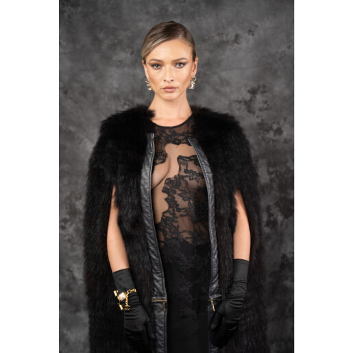 Allure Obsidienne Capă Blană Naturală Raton Negru 100 cm| PAISI Art Fur