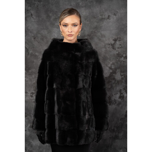 Allure Isolde Haină din vizon (nurcă) neagră premium 70 cm| PAÏSI Art Fur