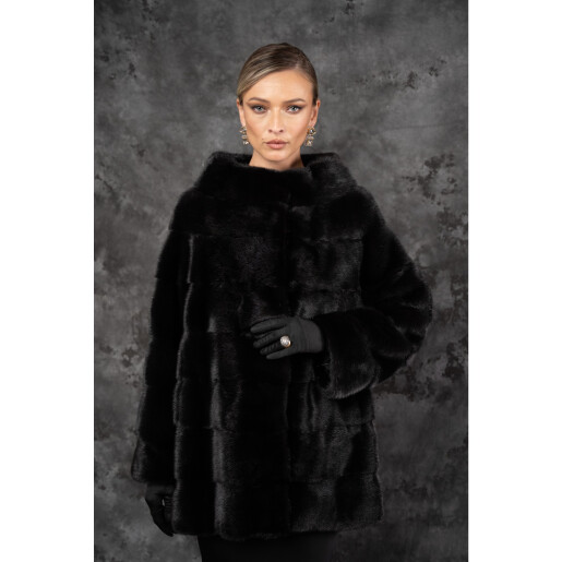 Allure Isolde Haină din vizon (nurcă) neagră premium 70 cm| PAÏSI Art Fur
