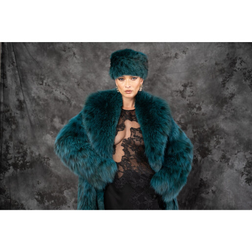 Allure Zephyra Haina lunga blana naturala lynx, green art, 120cm| PAÏSI Art Fur