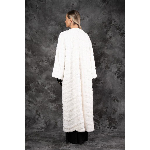 Allure Elysian Haina de Vizon (Nurcă) Albă Premium, tip kimono,130cm| PAÏSI Art Fur