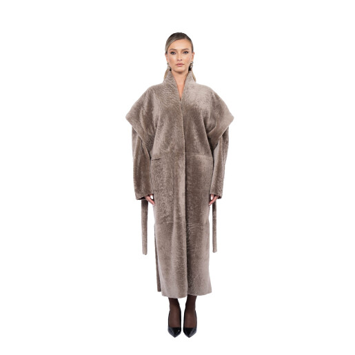 Palton shearling persan cu cordon, tip cojoc, culoare speciala, 100cm