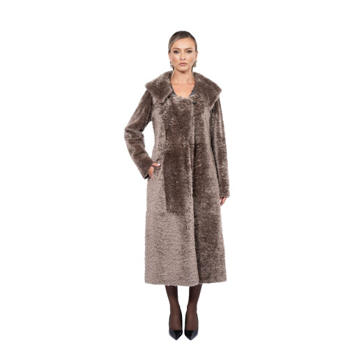 Palton shearling persan cu revere largi, tip cojoc, culoare speciala, 11cm
