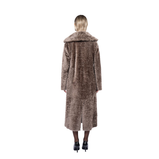 Palton shearling persan cu revere largi, tip cojoc, culoare speciala, 11cm