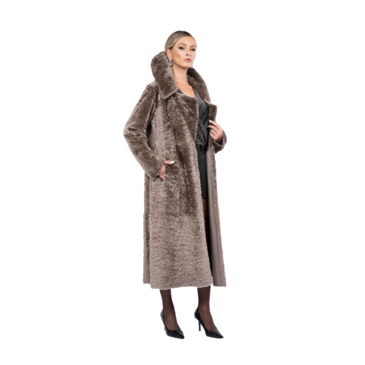 Palton shearling persan cu revere largi, tip cojoc, culoare speciala, 11cm