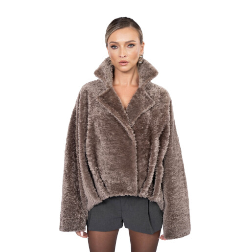 Geaca shearling persan, tip cojoc, culoare speciala, 65cm