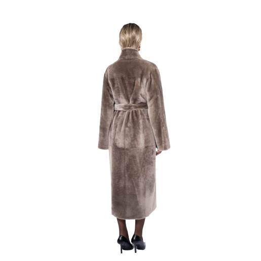 Palton shearling persan, cu cordon, guler tip kimono, 120cm