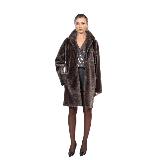 Haina shearling persan, revere largi, culoare speciala, 90cm