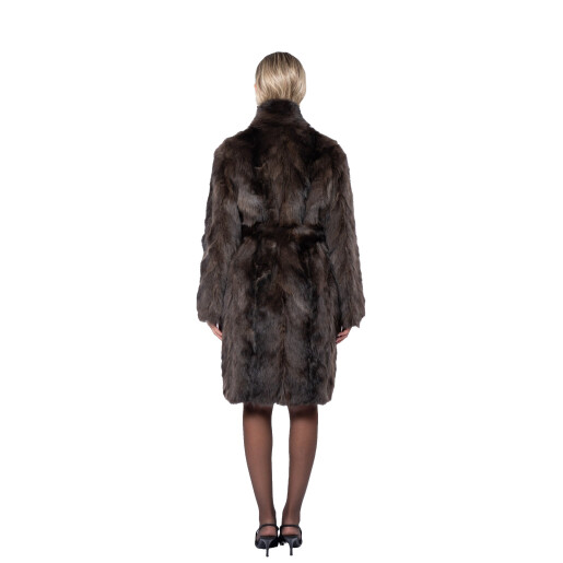 Haina blana naturala zibelina, guler tip kimono, culoare naturala, 80cm 