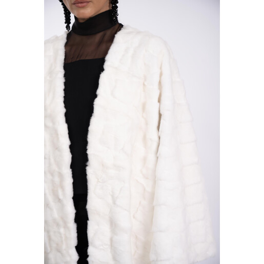 Palton lung blana naturala de vizon, guler tip kimono, 130cm