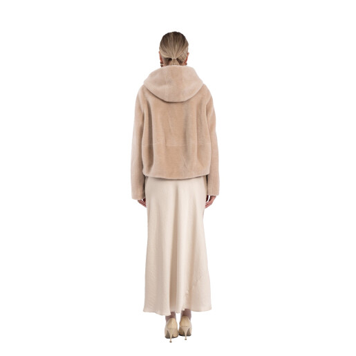 Geaca tip bomber, blana tip lana, miel Australian, bej, 65cm