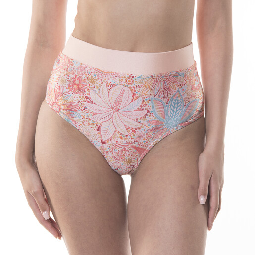 Bikini brazilian talie inalta cu banda,Paisley Cipria