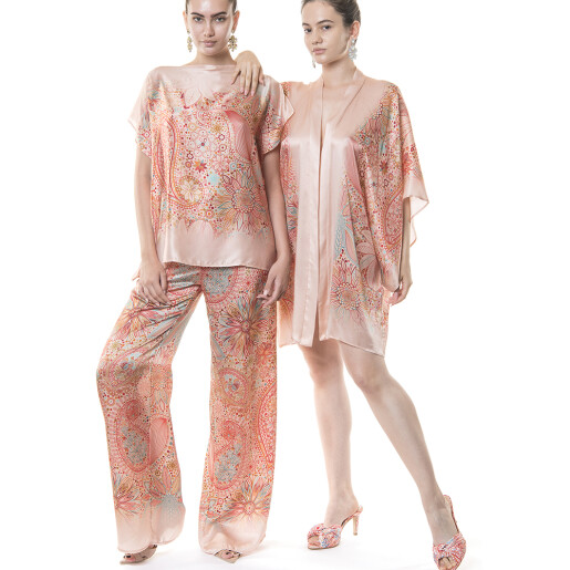 Bluza matase naturala 100% Paisley Cipria