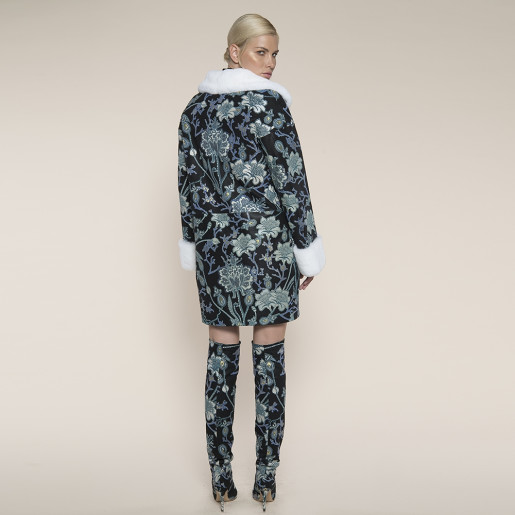 Haina Piele Pictata cu finisaje din blana naturala Rex-Chinchilla,90 cm