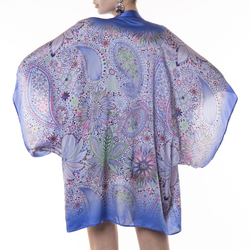 Kimono deschis scurt matase naturala 100%, Paisley Lilla