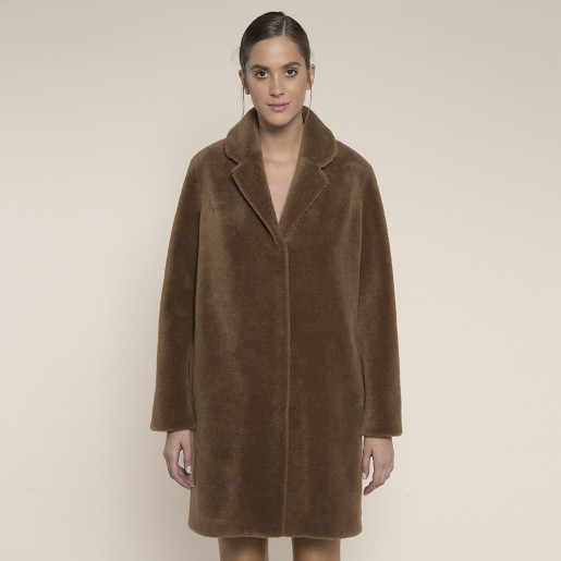 Haina blana naturala miel Australian, rever scurt, camel, 90cm