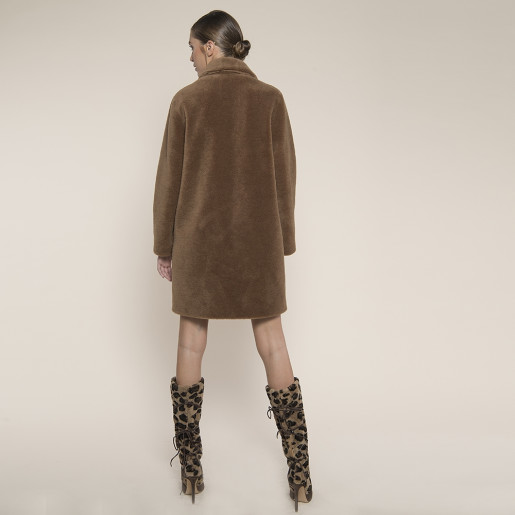 Haina blana naturala miel Australian, rever scurt, camel, 90cm