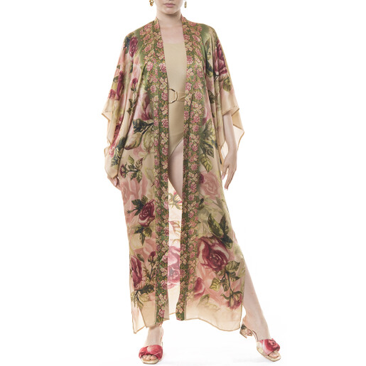 Kimono lung deschis matase naturala 100%, Secret Garden