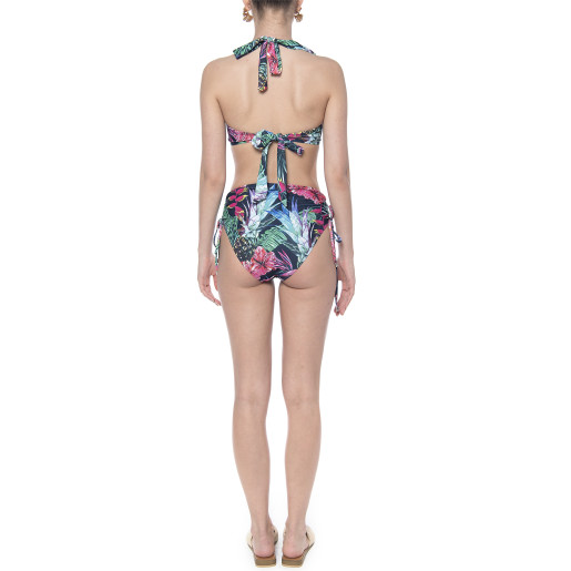 Costum baie 2 piese Jungle Vibe, sutien armatura metal si slip brazilian cu sistem reglabil 