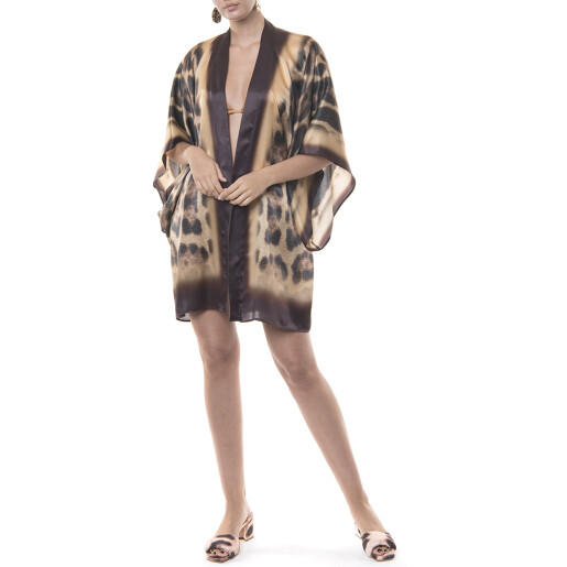 Kimono mini deschis matase naturala 100%, Feline Moves