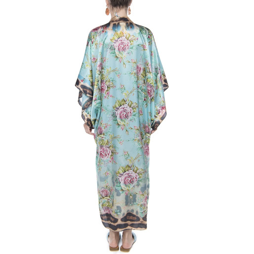 Kimono deschis, matase 100%, imprimeu Dreamy Garden