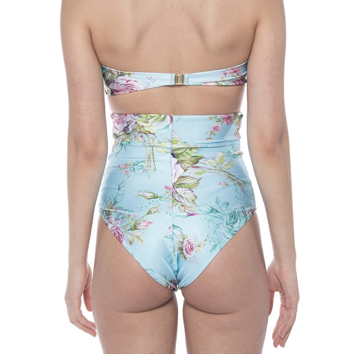 Costum baie 2 piese Dreamy Gardene, sutien bandana si slip brazilian talie inalta logo PAISI