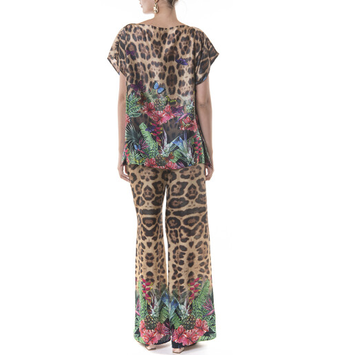 Set Jungle Vibe (pantaloni lungi + bluza), matase naturala 100%