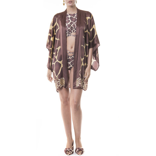 Kimono scurt matase naturala 100%, Safari Vibe