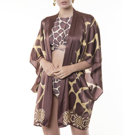 Kimono scurt matase naturala 100%, Safari Vibe