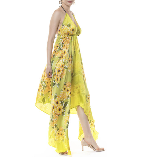 Rochie asimetrica Sun Flower Bloom, matase naturala 100%