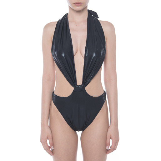 Costum baie intreg ALL BLACK, decolteu talie si spate gol