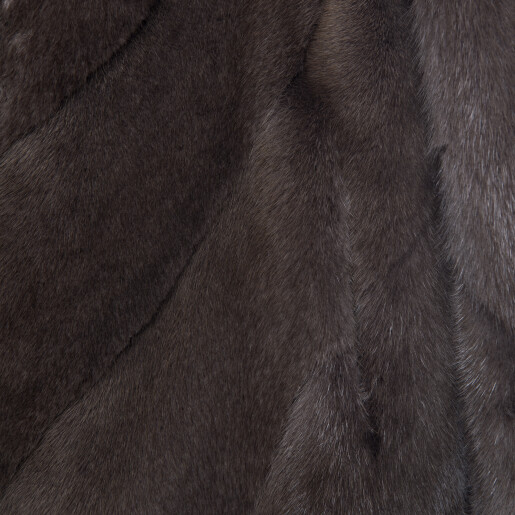 Haina blana naturala vizon cu gluga, grau-beige, 70cm