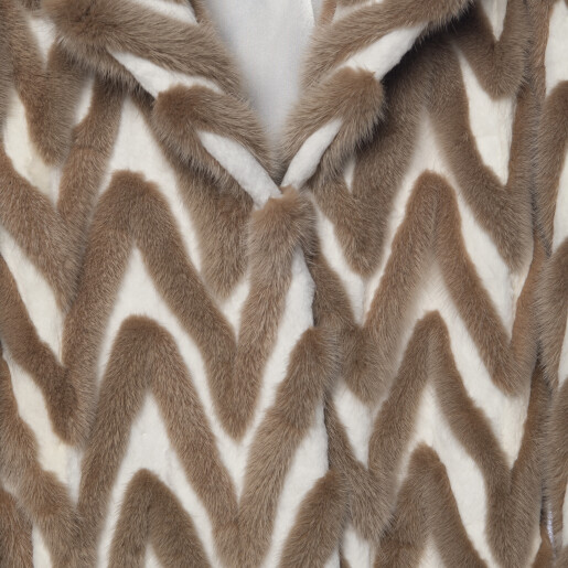 Jacheta blana naturala vizon, beige & white, 50cm