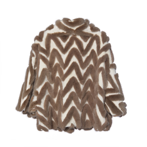 Jacheta blana naturala vizon, beige & white, 50cm