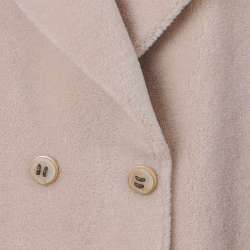 Palton shearling tip lana revere largi, bej, 107cm