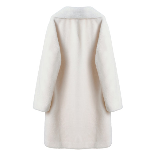 Palton shearling tip lana revere largi, off-white, 95cm