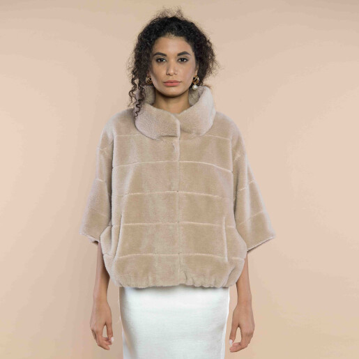 Jacheta blana naturala miel Australian tip lana, bej, 50cm