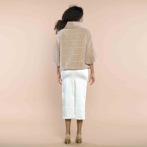 Jacheta blana naturala miel Australian tip lana, bej, 50cm