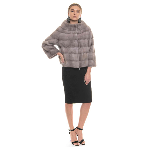 Vizon natural fur jacket, 50cm, special powdered grey color 