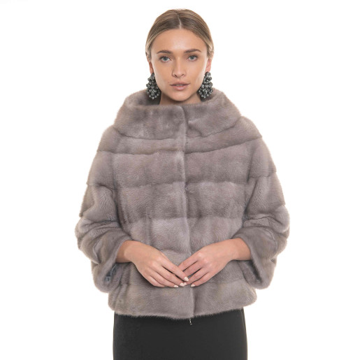 Vizon natural fur jacket, 50cm, special powdered grey color 