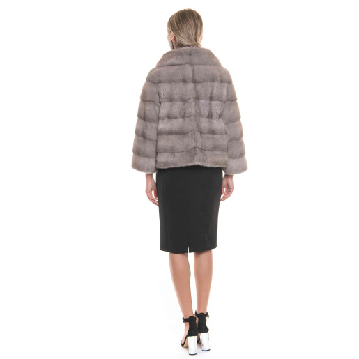 Vizon natural fur jacket, 50cm, special powdered grey color 
