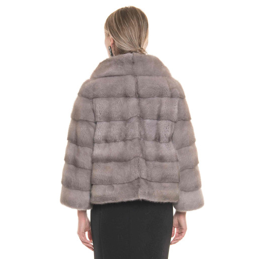 Vizon natural fur jacket, 50cm, special powdered grey color 