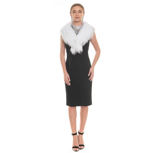 Guler de blana naturala de vulpe culoare alba